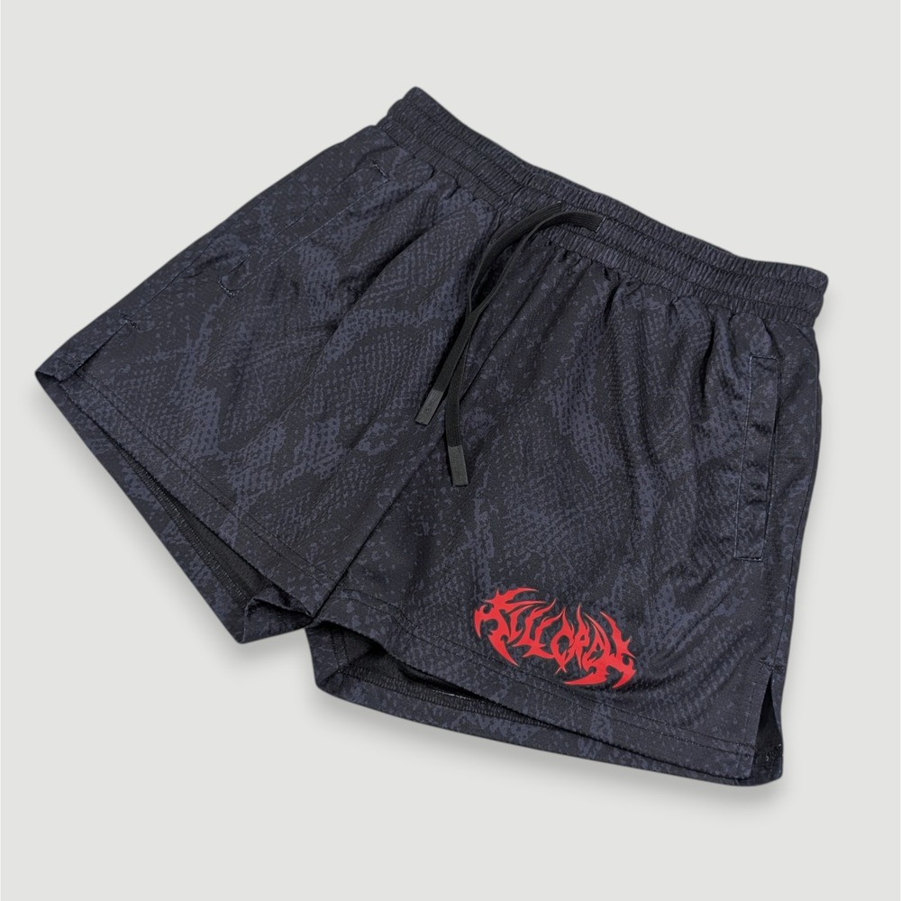 Kill Crew Muay Thai Mesh Shorts Mens Large Black Snake Print Gym Training MMA